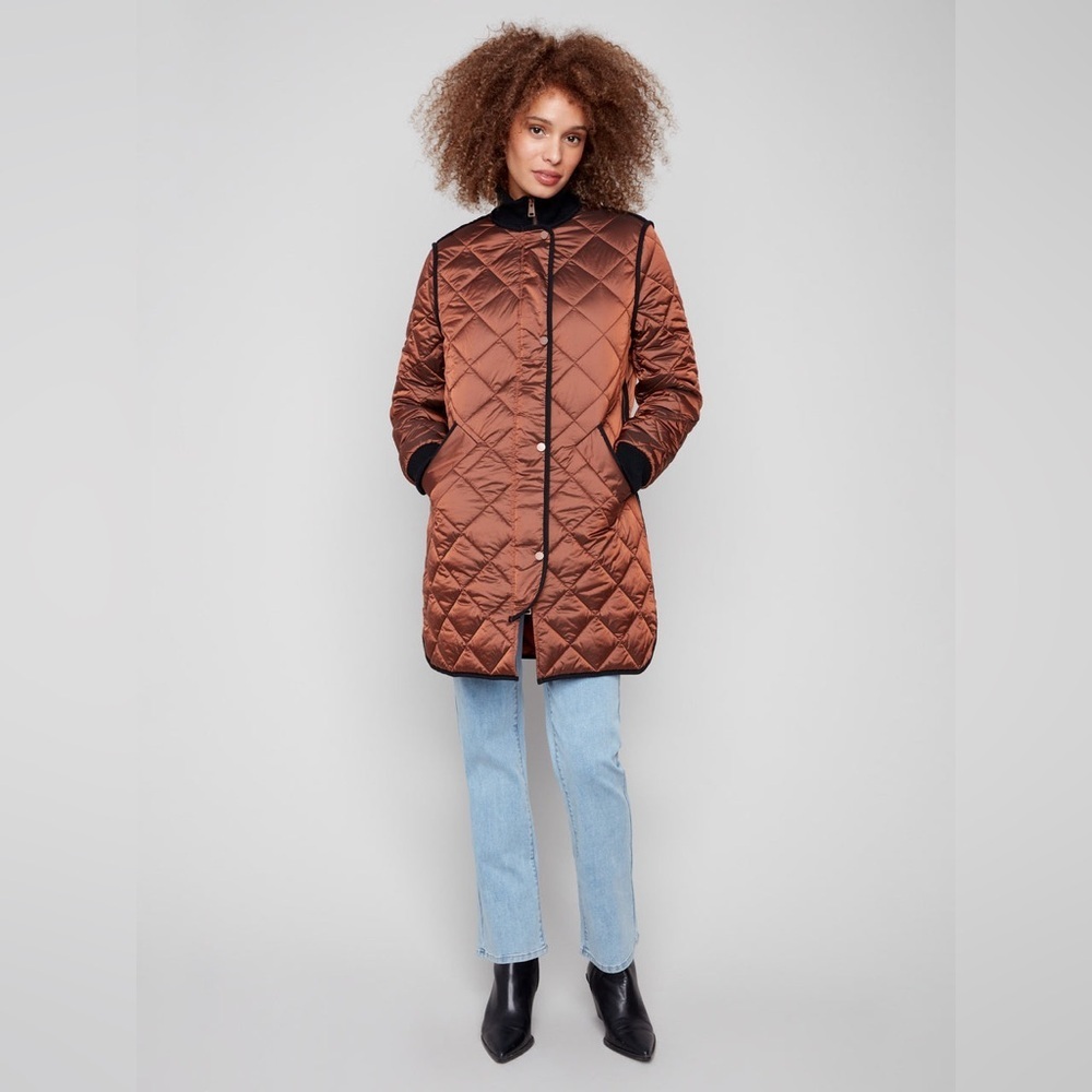 Adroit Atelier Libby Quilted Long Jacket Sepia Bronze - Picture 4 of 14